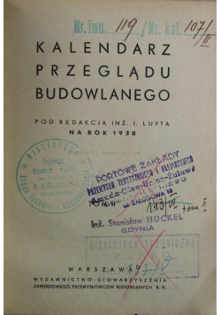 Kalendarz Przeglądu Budowlanego 1938 r