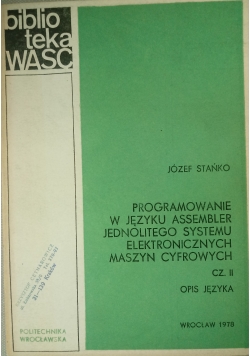 Programowanie w języku Assembler jednolitego systemu elektronicznych maszyn cyfrowych, Część II opis języka