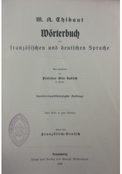 Worterbuch der franzofilchen ,1907r.