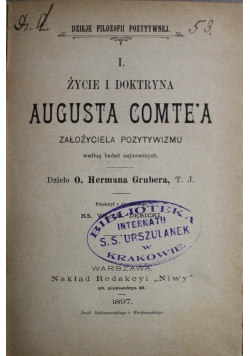 Życie i doktryna Augusta Cometea 1897 r.