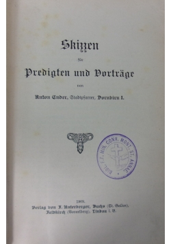 Skizzen fur predigten und Dortrage, 1909r.