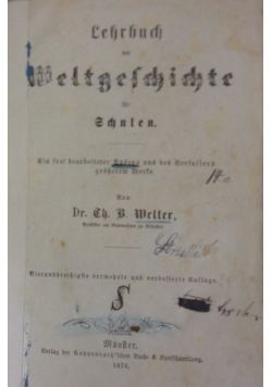 Lehrbuch der Weltgeschichte für Schulen, 1876 r.