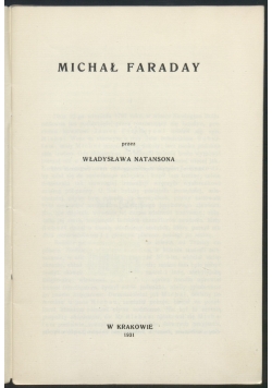 Michał Faraday, 1931r.