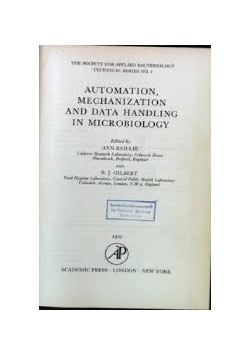Automation, mechanization, and Data Handling in microbiology