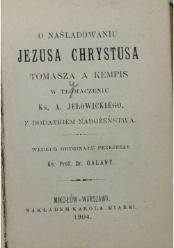 O naśladowaniu Jezusa Chrystusa, 1904 r.