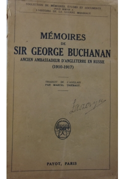 Memoires de Sir George Buchanan, 1925 r.