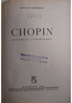 Chopin rys życia i twórczości 1949