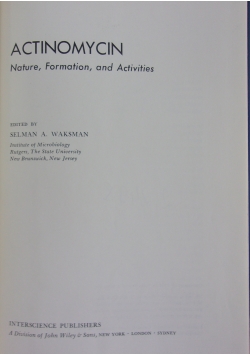 Actinomycin,nature,formation and activities