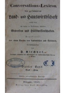 Conversations-Lexicon der gesammten Land und Hauswirthschaft, 1842r.