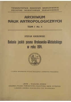 Archiwum Nauk Antropologicznych ,Tom I ,Nr.1