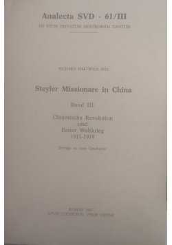 Steyler Missionare in China, Band III
