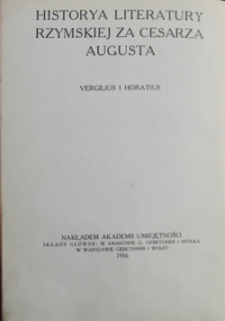 Historia literatury Rzymskiej 1916 r