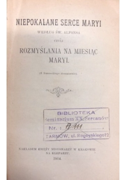 Niepokalane Serce Maryji, 1914 r.