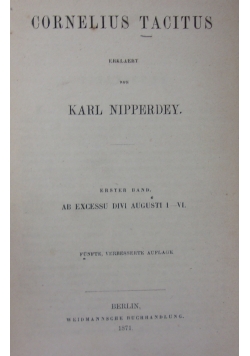 Cornelius Tcitus, 1871 r.