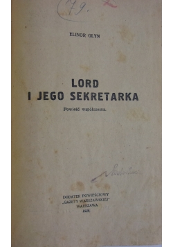 Lord i jego sekretarka, 1929 r.