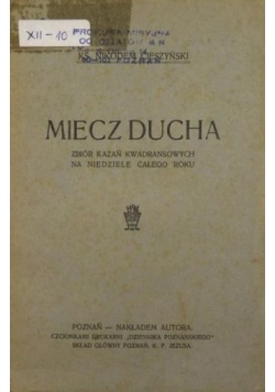 Miecz Ducha, 1922 r.