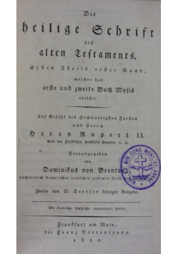 Die heilige Schrift des alten Testaments, 1820r.