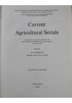 Current Agricultural Serials Volume II