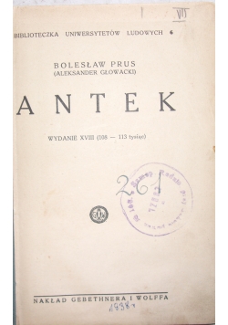 Antek wydanie XVIII, 1938 r.