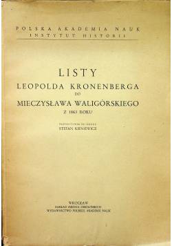 Listy Leopolda Kronenberga do Mieczysława Waligórskiego z 1863 roku