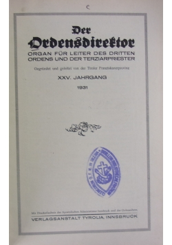 Der Ordensdirektor, 1931r.