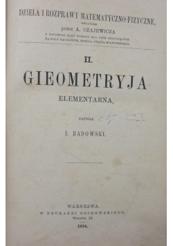 II Geometryja elementarna, 1894 r.