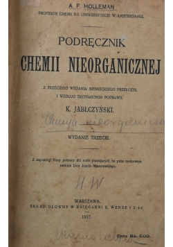 Podręcznik chemii nieorganicznej, 1917 r.