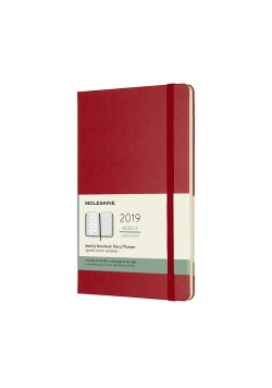 Kalendarz 2019 tygodniowy Moleskine 12M L , twarda oprawa, czerwony szkarłatny