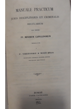 Manuale Practicum, 1902 r.