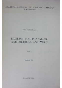 English for Pharmacy and Medical Analytics,part I