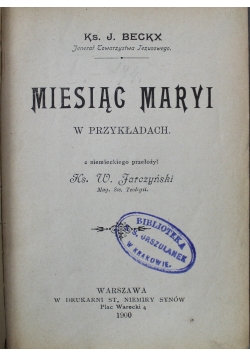 Miesiąc Maryi w przykładach 1900 r.