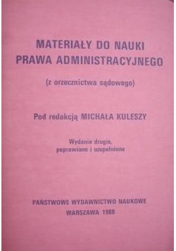 Materiały do nauki prawa administracyjnego