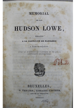 Memorial de Sir Hudson Lowe 1830 r.