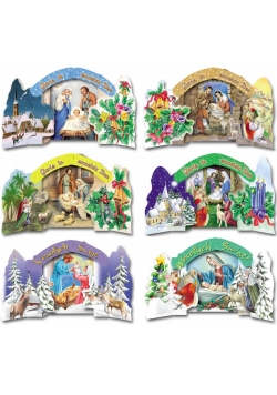 Karnet B6 Boże Nar. Szopka 3D Religia (10sz) MIX