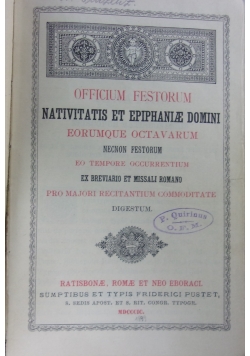 Officium Festorum Nativitatis et Epiphaniae Domini, 1899r.