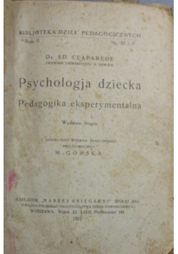 Psychologja dziecka i pedagogika eksperymentalna 1927 r.