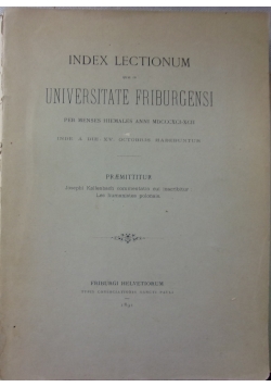 Index lectionum que in universitate friburgensi, 1891r