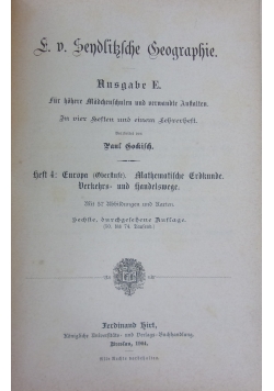 Sendlitzsche geographie,1904.