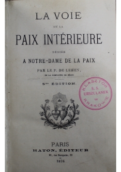 La voie de la Paix Interieure 1876 r.