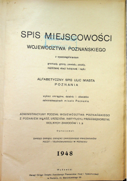 Spis miejscowości województwa poznańskiego  1948 r