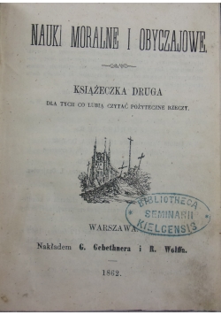 Nauki moralne i obyczajowe, 1862 r.