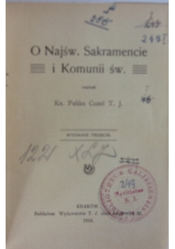 O Najśw. Sakramencie i komunii św., 1916 r.