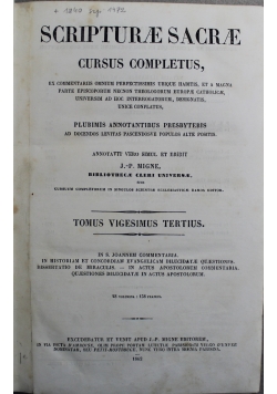 Scripturae sacrae cursus completus Tomus Decimus Tertius 1867 r