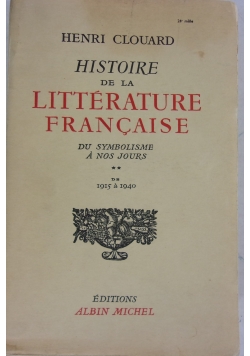 Histoire de la Litterature Francaiuse