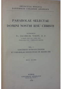 Parabolae Selectae Domini Nostri Iesu Christi, 1933 r.