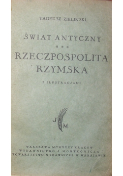 Świat antyczny, Rzeczpospolita Rzymska, 1935 r.