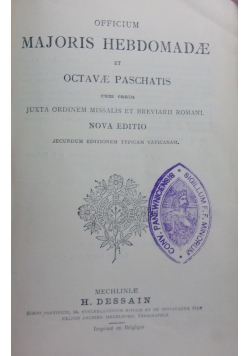 Officium Majoris Hebdomadae. 1922 r.