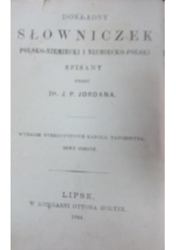 Dokładny słowniczek polsko-niemiecki i niemiecko-polski, 1884 r.