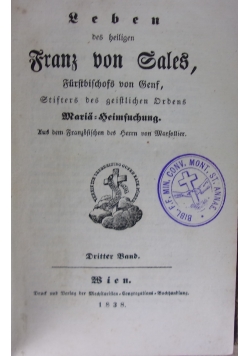 Leben Franz von Sales, 1838 r.