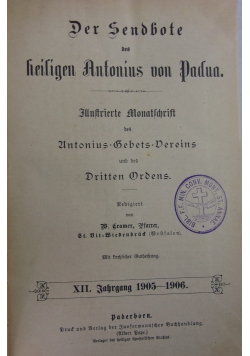 Der Sendbote des heiligen Antonius von Padua, 1905-1906 r.